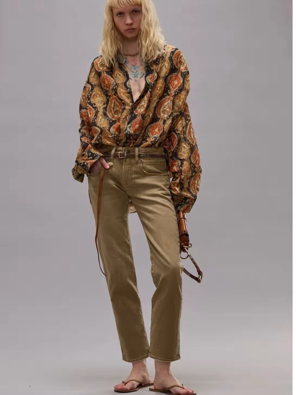 R13 BOY STRAIGHT Olive Green Haze Stretch, 24 25